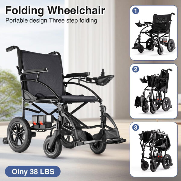 SLF30 Electric Wheelchairs for Adults, Foldable Durable Motorized Wheelchair with 19 Inch Seat and Supports Up to 300 lbs Airline Approved(40 Lbs, Grey)