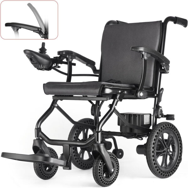 SLB30 Electric Wheelchairs for Adults, Lightweight Foldable Motorized Wheelchair with Removable Battery Liftable Armrest Airline Approved(30 Lbs, Grey)