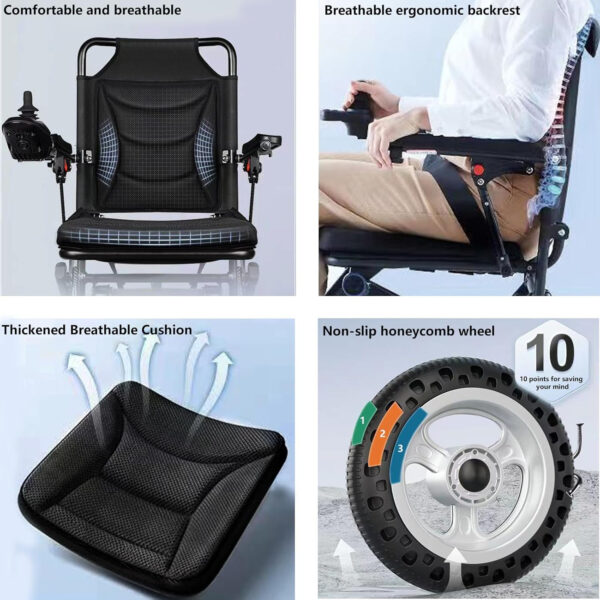 Lightweight Electric Wheelchairs (only 30lbs) for Adults- Travel Size – Airline Approved – Foldable Electric Power Wheelchair Support 220lbs, Motorized Wheelchairs for Seniors