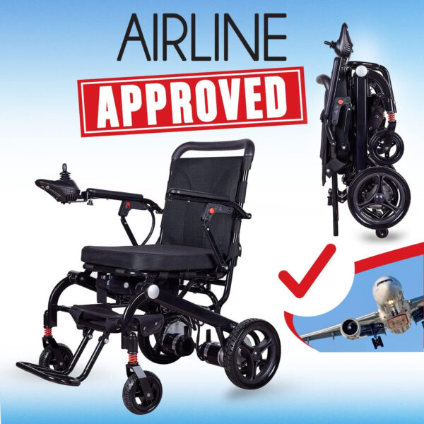 MaritSA Intelligent Lightweight Foldable Electric Wheelchair, Travel Size, Weights only 40 lbs – Serviced from USA – Detachabe Battery – 500W Motor Power