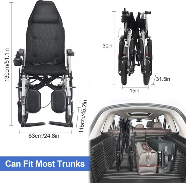 Reclining Electric Wheelchair for Adults Lightweight Foldable, 500W All Terrain Motorized Power Wheelchair,Reclining Intelligent Folding Electric Wheelchairs for Seniors,Airline Approved