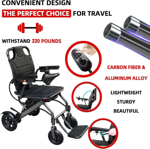 Electric Wheelchairs for Adults, Weighs only 36 lb Lightweight, Foldable, Stylish, Compact Motorized Wheelchair, Intelligent Portable Power Wheelchairs for Seniors, Aviation Wheelchair