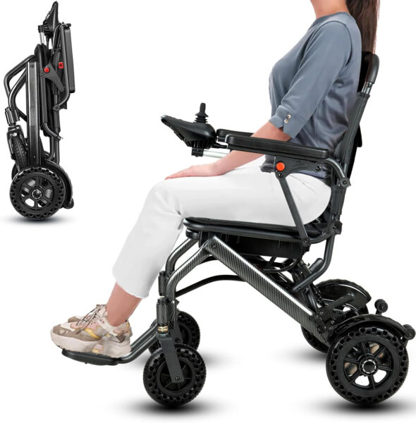 [2025 Model] Power Wheelchair Lightweight Foldable, The World’s Lightest Electric Wheelchair Weighs Just 30 LB for Adults, Seniors, Travel Motorized Wheelchair