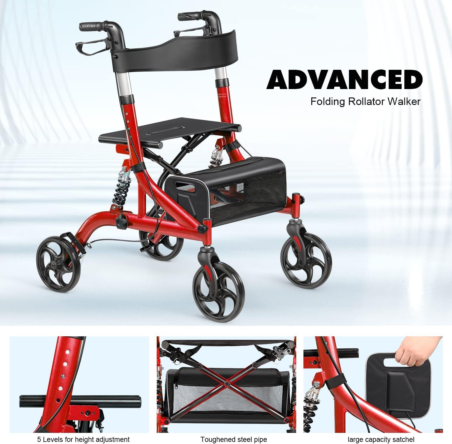 20601 LITELEPH Rollator Walkers for Seniors with Seat Lightweight 